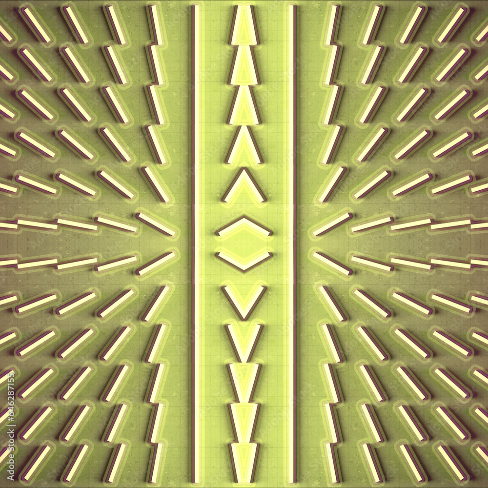 Aufkleber Pattern of rectangular shapes on an old scratched yellow surface. G3d rendering digital illustration