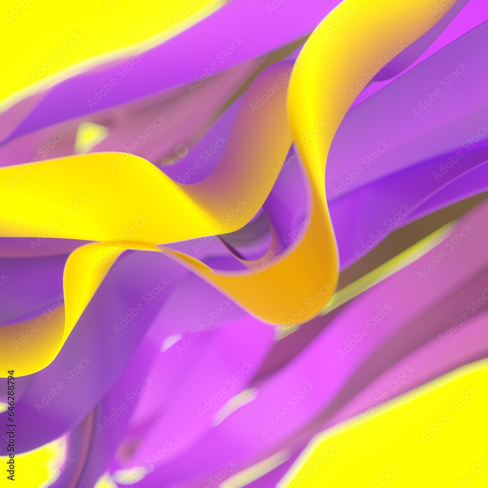 Aufkleber Magic wave flow with trendy gradient. 3d rendering colorful digital illustration. Modern background