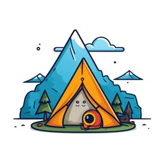 Camping tent mascot for a company logo. Generative AI