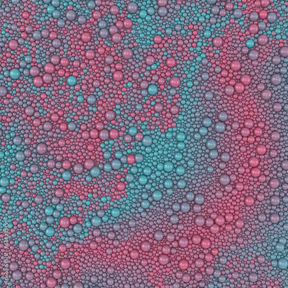 Poster Stunning 3d rendering digital illustration of streams of particles rolling in waves on the surface. Abstract background