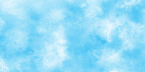 White and blue mixed watercolor painted leaks and scratched effects blue background,  Creative and painted cloudy sky blue watercolor background, blue background with space and for any,