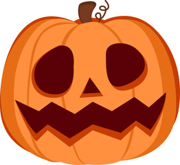 Cheerful Jack O' Lantern : Halloween Pumpkin Isolated : This vibrant orange pumpkin, intricately carved into a lively and friendly face with an enthusiastic and welcoming smile, excitement and fun.