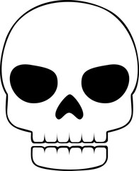 An immaculate white skull : Human Head in Glistening White Isolated : An immaculate white human skull with a stern expression, set against a Halloween backdrop. Perfect for Halloween-themed designs.