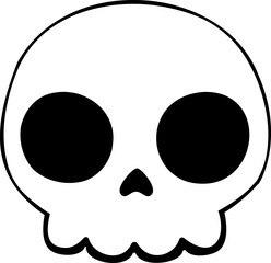 Hand-Drawn White Human Skull : Halloween Doodle Vector Isolated - A hand-drawn white human skull with a straight face, created in a doodle style. Isolated on a Halloween-themed background.