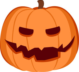 Sinister Halloween Jack O' Lantern: Spooky Carved Pumpkin Isolated - A terrifyingly carved orange pumpkin, guaranteed to send shivers down your spine on Halloween night.