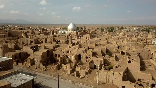 Ruins of city in desert climate and big mosque architecture in Iran
After Islam attack Iran people and destroy civilization in Persia, wonderful historical places gone ugly mosque built in small towns