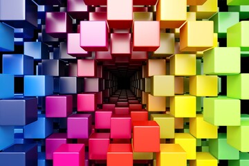 Colorful black hole abstract background boxes 3D illustration