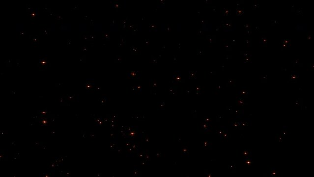 Abstract loop animation with fire particles, sparks on transparent alpha channel