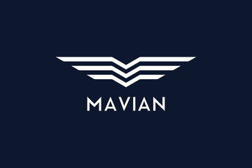 v latter and m latter wings logo 