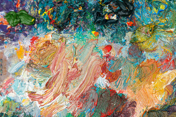 painting palette with different colors of paint