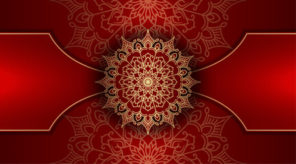 Red background with golden mandala ornament
