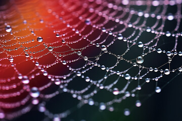 Stunning Dew-Kissed Spider Macro Photograph. Explore the captivating world of nature with this striking macro photograph of a dew-kissed spider. This high-quality stock image captures intricate detail