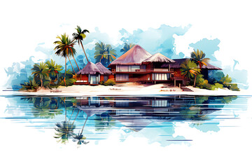 Abstract of resort Maldives illustration art background