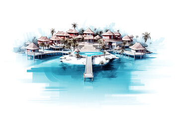 Abstract of resort Maldives illustration art background