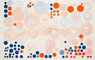 Colorful geometric shapes in Risograph texture or wall art style. Scandinavian Retro colors and shapes for backgrounds.