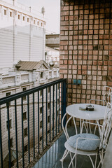 Vintage terrace by an beautful classical building