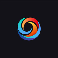 Vivid rainbow swirl logo with abstract lens concept. Elegant hurricane emblem with colorful tornado swirl. Modern, creative design for tech company identity. Vector logo - obrazy, fototapety, plakaty