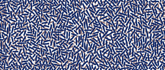 Fototapeta premium Seamless abstract textured geometric pattern. Simple background blue, brown, white texture. Digital brush strokes background. Design for textile fabrics, wrapping paper, background, wallpaper, cover.