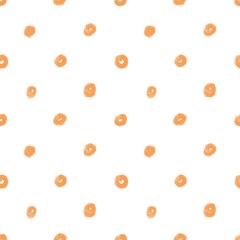Seamless abstract geometric pattern. Simple background in orange, white colors. Illustration. Circles, lines, rings. Design for textile fabrics, wrapping paper, background, wallpaper, cover.