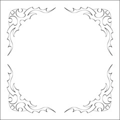 Elegant black and white monochrome ornamental border for greeting cards, banners, invitations. Vector frame for all sizes and formats. Isolated vector illustration.