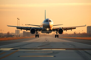 Airplane take off from the airport - Travel by air transport