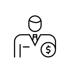 Accountant human resources icon with black outline style. accountant, business, accounting, management, finance, financial, line. Vector Illustration