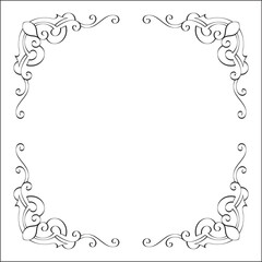 Elegant black and white monochrome ornamental border for greeting cards, banners, invitations. Vector frame for all sizes and formats. Isolated vector illustration.