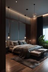 Classic style bedroom interior in modern luxury house.