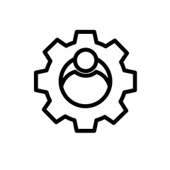 Human human resources icon with black outline style. human, line, set, business, team, people, group. Vector Illustration