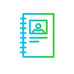 Address human resources icon with blue and green gradient outline style. address, web, sign, location, business, contact, set. Vector Illustration