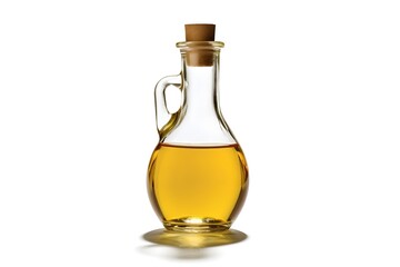 Oil in a glass bottle isolated on a white background