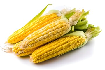 Fresh corn on the cob isolated on a white background cutout
