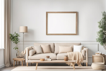 generative AI, Modern minimalist style hanging poster home living room decoration style