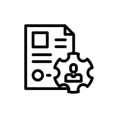 Resume human resources icon with black outline style. business, resume, set, job, work, recruitment, symbol. Vector Illustration