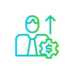 Finance manager human resources icon with blue and green gradient outline style. management, finance, business, money, set, line. Vector Illustration