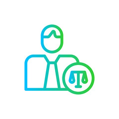 Legal advisor human resources icon with blue and green gradient outline style. legal, advisor, business, advice, lawyer, consultant, line. Vector Illustration