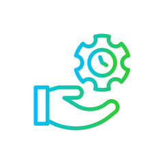 Time management human resources icon with blue and green gradient outline style. time, management, business, symbol, clock, work, concept. Vector Illustration