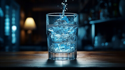 A glass of clean source water that is good for human health