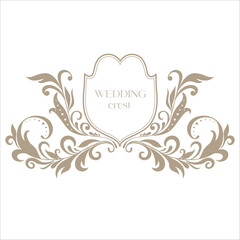 Vintage Wedding Crest with Floral Decor.