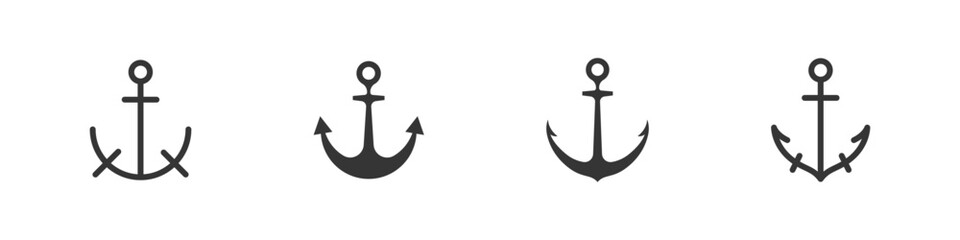 Anchor vector icon set. Sea sailing icons collection.