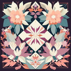 Seamless floral pattern with flowers and leaves. Vector illustration.