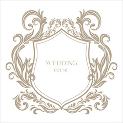 Vintage Wedding Crest with Floral Decor.