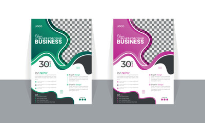 Business Flyer Layout with Colorful Accents . Corporate business flyer template design set with marketing, business proposal, promotion, advertise, publication, cover page. new digital marketing flyer