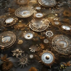 A garden of clockwork flowers, each petal adorned with intricate, mechanical gears1