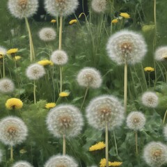 A garden of giant, oversized dandelions that stand taller than a house2
