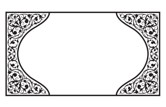 Vector illustration for ornamental design pattern on rectangular frame, suitable for calligraphy, mosque decoration, invitation cards, photo frames, used with text placement in the center