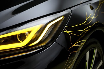 Close up modern car headlight