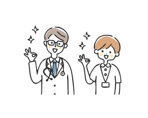 OKサインをする医療従事者のイラスト