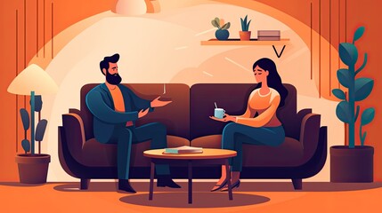 Psychologist doing therapy on the couch. Generative AI