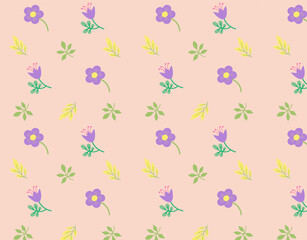 Seamless cartoon pattern of flowers on pink background vector EPS10